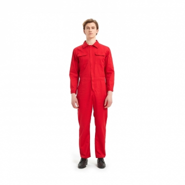 Front-Zip Long Sleeve Twill Action Back Coverall