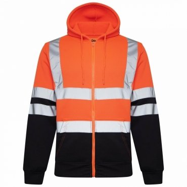 Hi Viz Visibility Mens Work Jacket Hooded Sweatshirt
